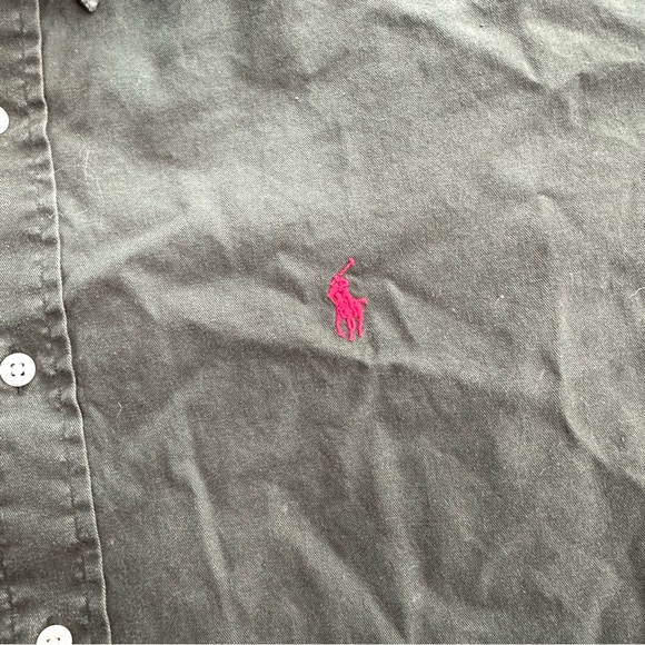 Vintage Ralph Lauren Shirt Adult Extra Large L Green Red Pony Chino Mens 90s - Picture 3 of 9